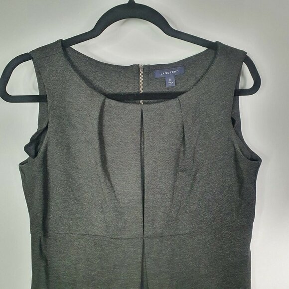 Lands End Sleeveless Ponte Knit Dress Career Size 8 Heathered Dark Gray - Picture 2 of 4